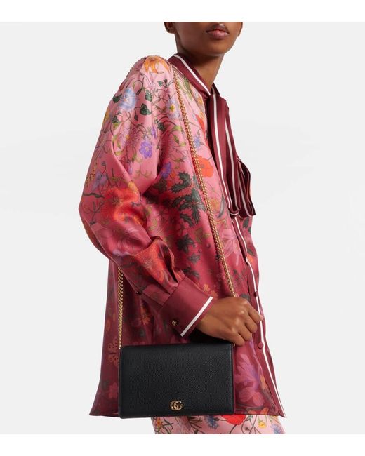 Gucci Black Portemonnaie Mit Kettenriemen Gg Petite Marmont