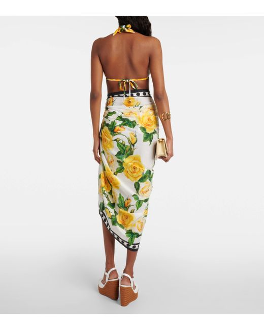 Dolce & Gabbana Green Floral Cotton Beach Cover-up