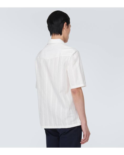 Chemise Panama rayee en coton Brunello Cucinelli pour homme en coloris White
