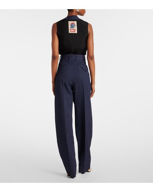 Bottega Veneta Blue Wool Drill Tapered Pants