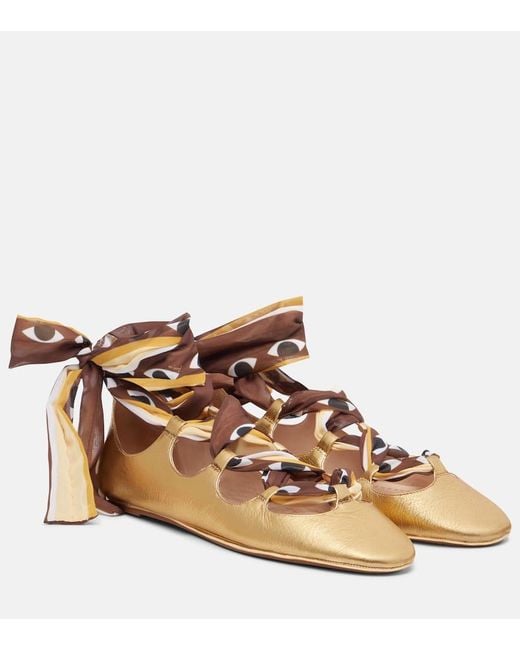 Farm Rio Brown Ballerinas Aus Leder