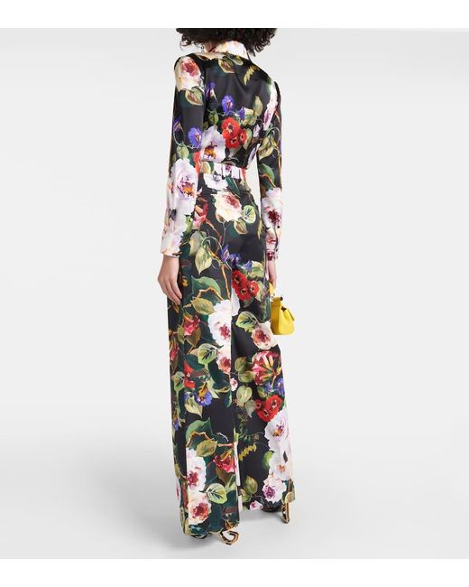 Pantalones anchos de algodon floral Dolce & Gabbana de color White