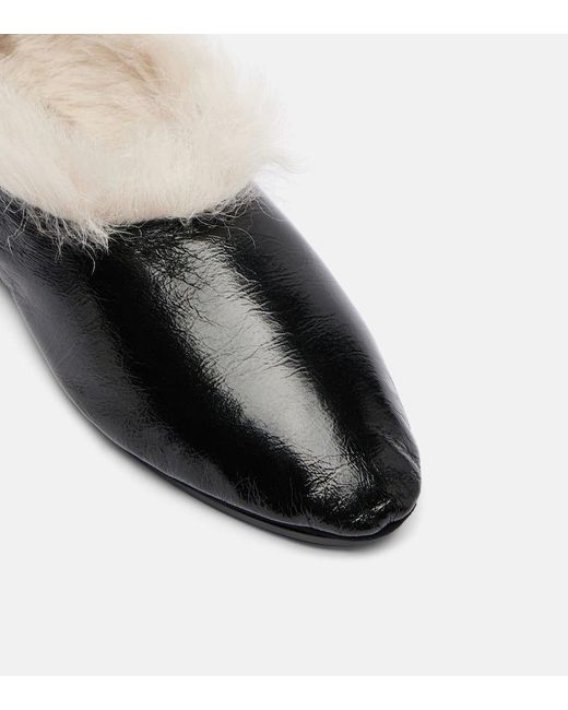 Jil Sander Black Slip-Ons Aus Leder Mit Shearling