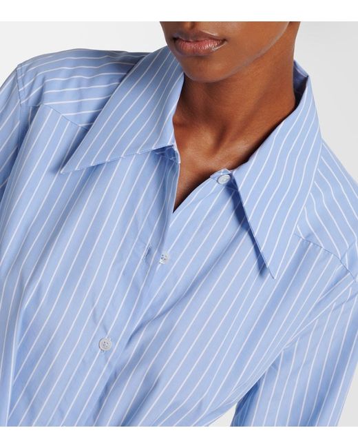Jil Sander Blue Pinstripe Cotton Shirt Dress