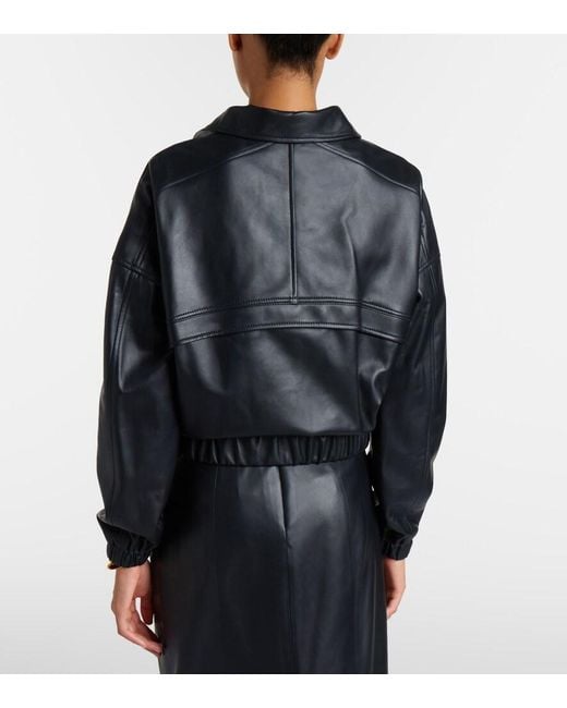 Vince Black Leather Bomber Jacket