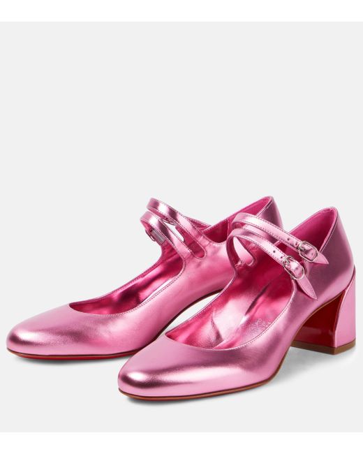 Christian Louboutin Pink Miss Jane Leather Mary Jane Pumps