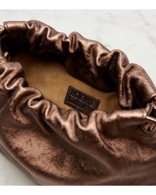 Loewe Brown Flamenco Mini Metallic Leather Clutch