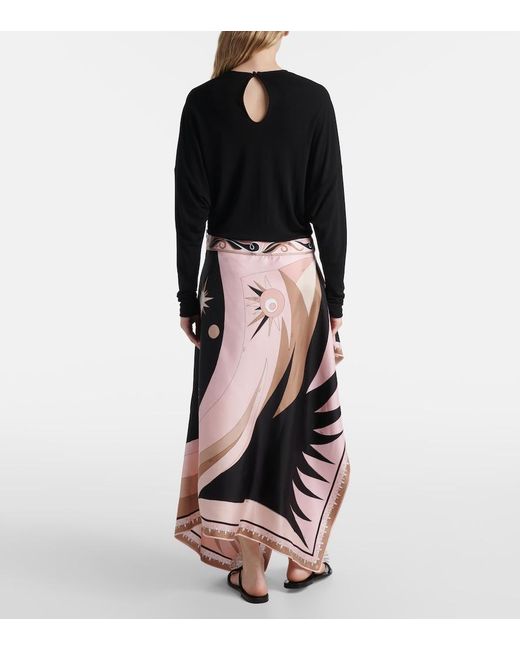 Emilio Pucci Black Stella Knitted Silk-Blend Midi Dress