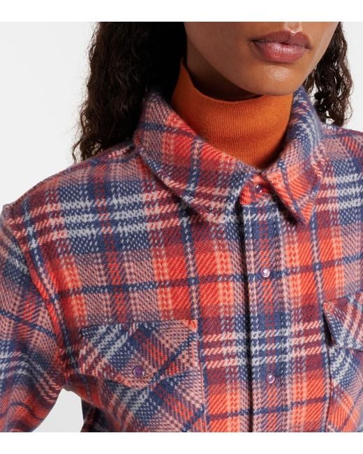 God's True Cashmere Red Americana Plaid Cashmere Shirt