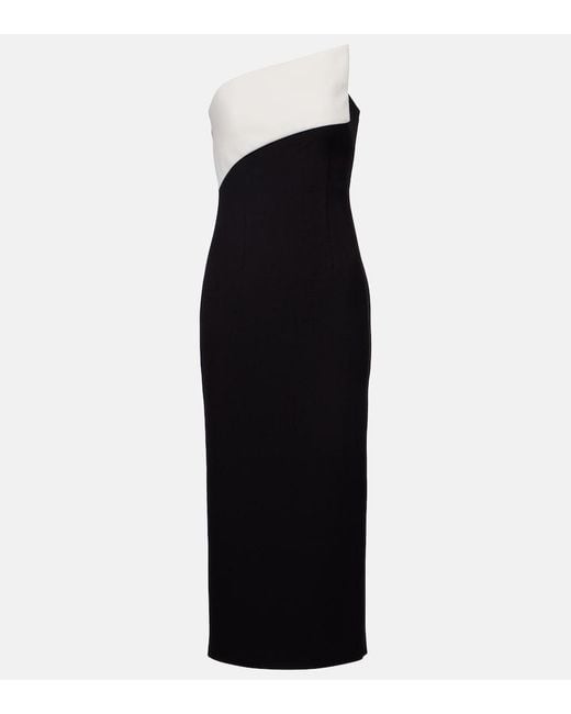Roland Mouret Black Strapless Asymmetric Crepe Cocktail Dress