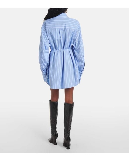 Sportmax Blue Firma Striped Cotton Shirt Dress
