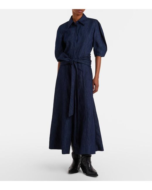 Gabriela Hearst Blue Sansi Cotton And Linen Denim Shirt