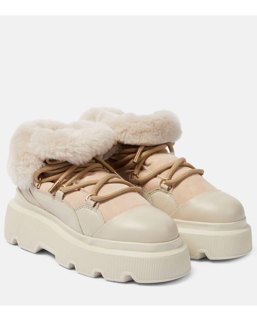 Inuikii Natural Shearling-trimmed Leather Ankle Boots