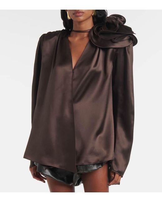 Magda Butrym Brown Top Aus Satin