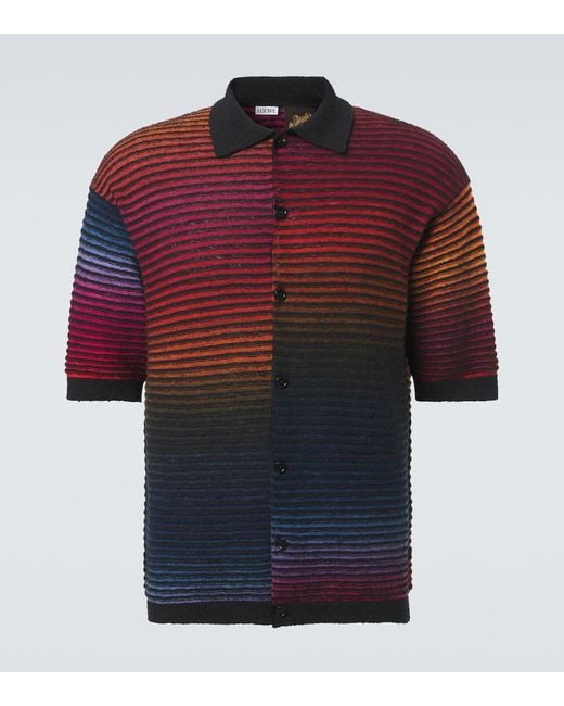 Loewe Red Paula's Ibiza Anagram Cotton-Blend Shirt for men