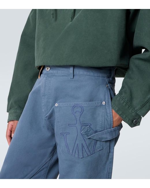 J.W. Anderson Blue Twisted Cotton Canvas Wide-Leg Pants for men