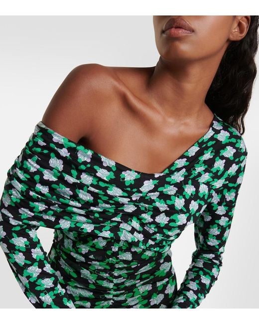 Diane von Furstenberg Green Fabian Polka-Dot Midi Dress