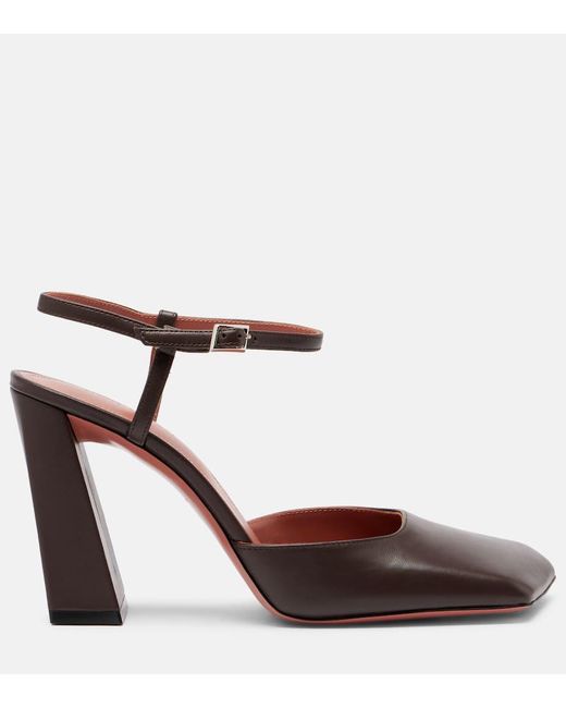 AMINA MUADDI Brown Charlotte 95 Leather Pumps