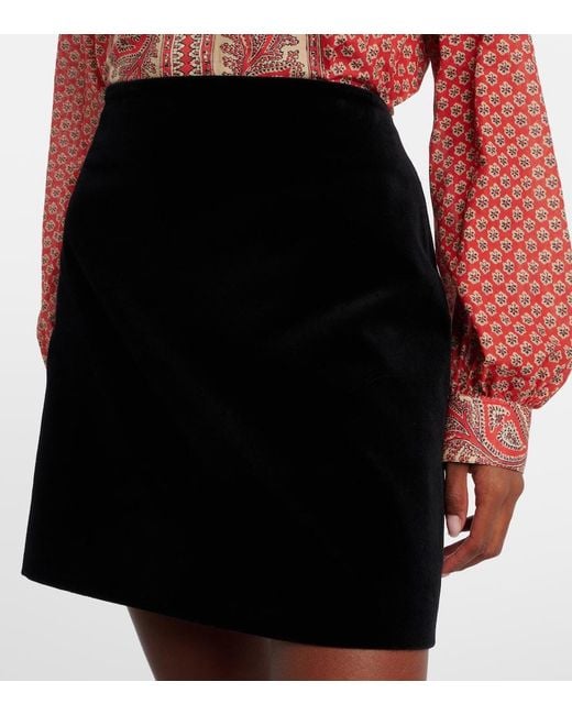 Blazé Milano Black Coci Cotton Velvet Miniskirt
