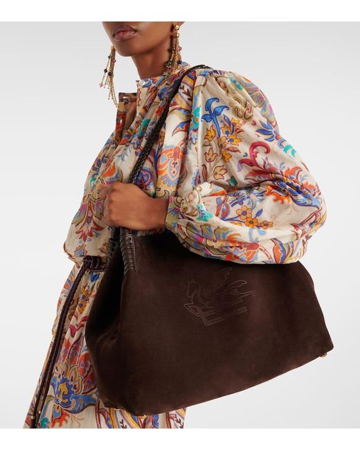 Etro Brown Libra Medium Suede Tote Bag