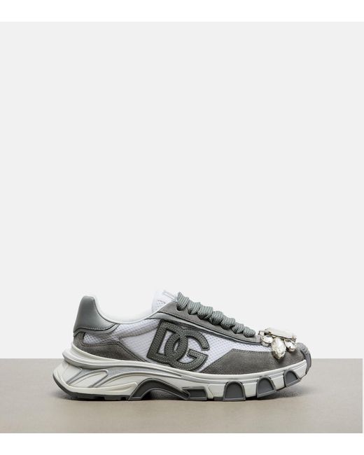 Dolce & Gabbana Gray Dg Country Road Suede-Trimmed Sneakers