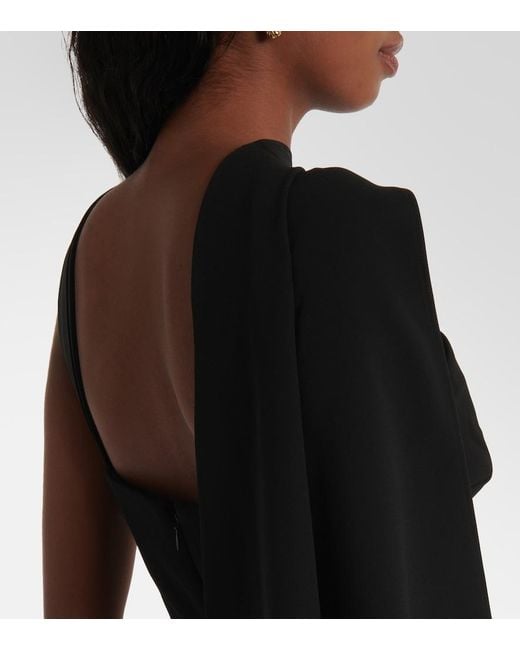 Roland Mouret Black Asymmetric Caped Cady Gown