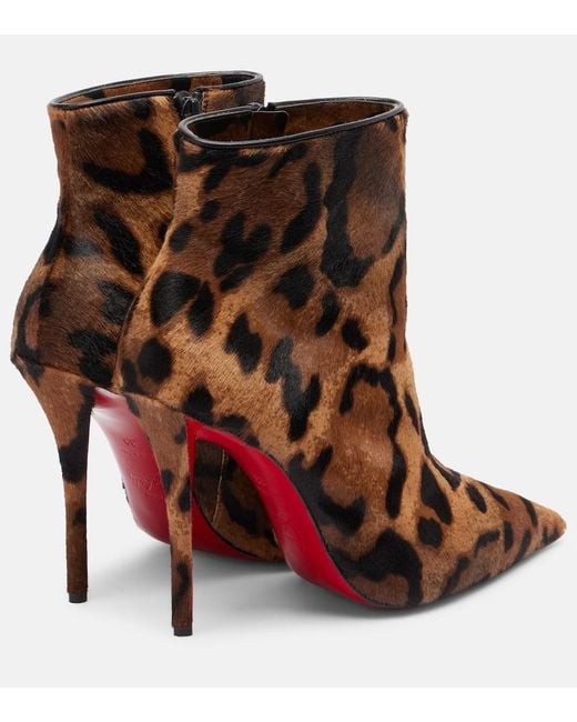 Christian Louboutin Brown Miss Z 100 Calf Hair Ankle Boots