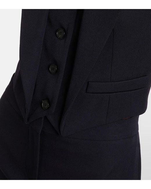 Alexander McQueen Blue Cropped Wool Vest