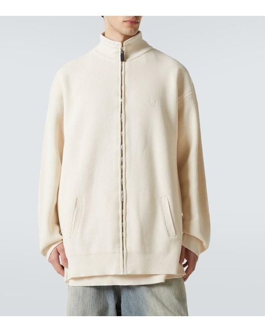 Balenciaga Natural Logo Cotton-Blend Zip-Up Cardigan for men