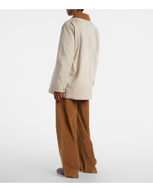 Veronica Beard Natural Abbas Suede-Trimmed Cotton Field Jacket