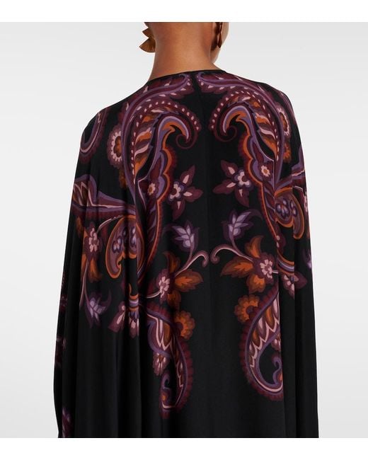 Etro Black Printed Silk Dress