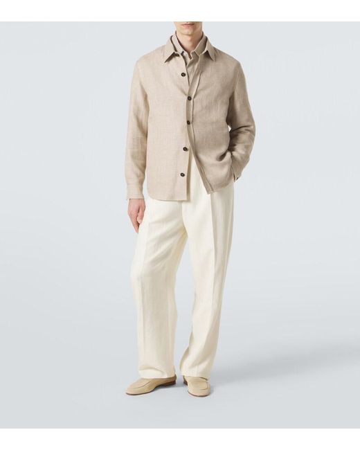 Zegna Natural Cashmere, Linen, And Silk Overshirt for men