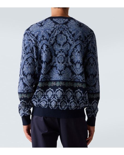 Jersey De Algodon En Intarsia Etro de hombre de color Blue