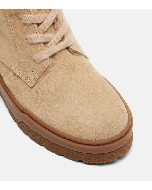 Bogner Natural Calgary Shearling-Lined Suede Lace-Up Boots