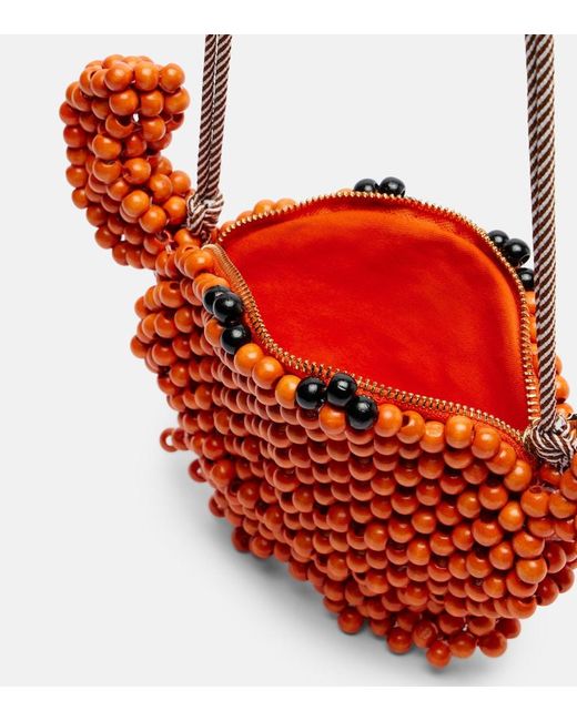ALÉMAIS Red Crab Mini Beaded Crossbody Bag