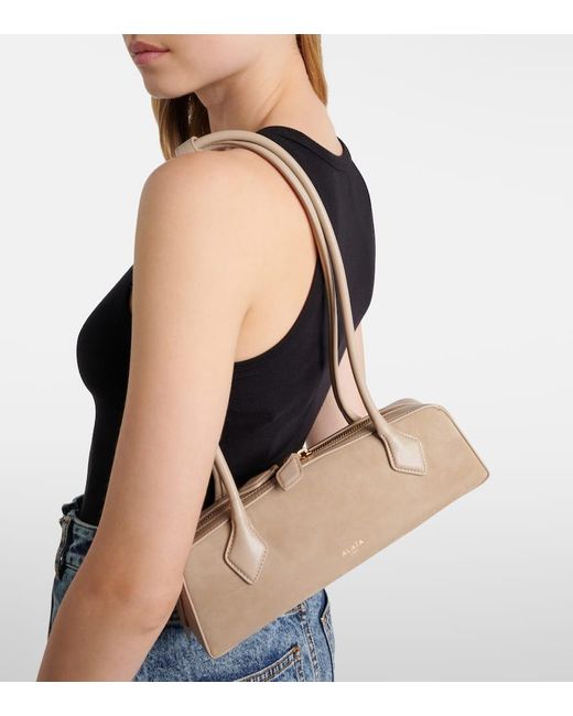Alaïa Natural Le Teckel Small Suede Shoulder Bag