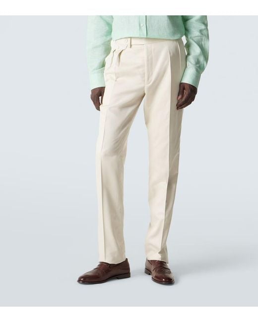 Ralph Lauren White Gregory Silk Tapered Pants for men