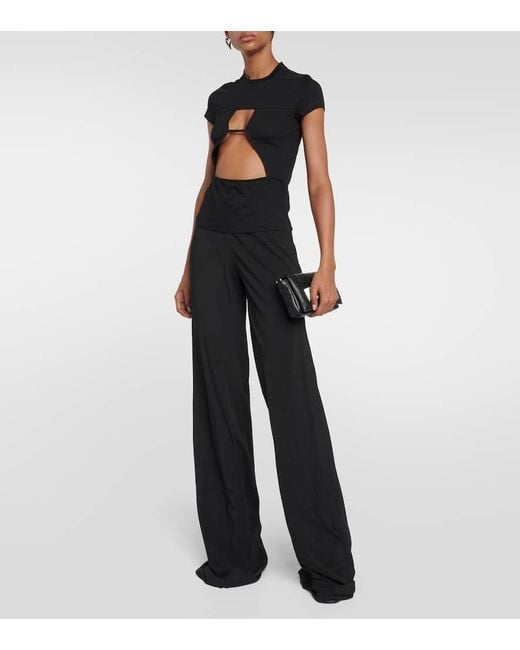 Rick Owens Black Cutout Cotton Jersey T-Shirt