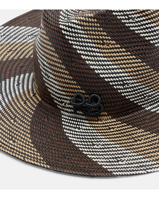 Ruslan Baginskiy Brown Striped Straw Fedora