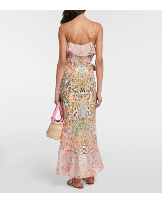 Camilla Pink Queen Atlantis Printed Silk Wrap Dress