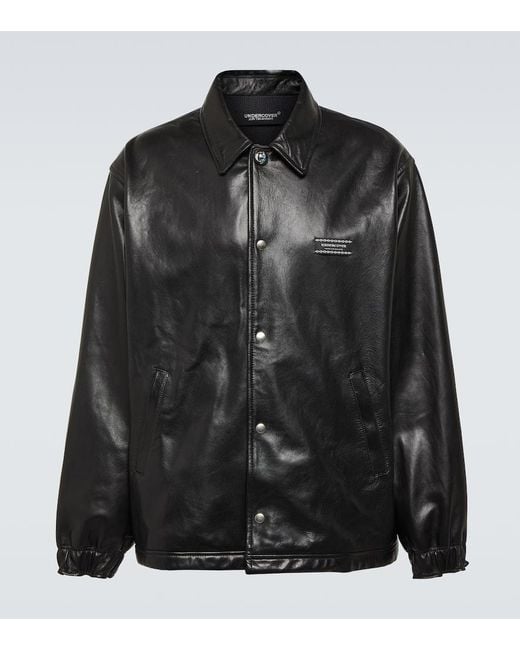 Undercover Black Leather Overshirt for men