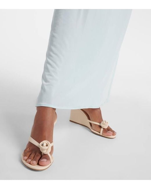 Mules Compensees En Cuir A Fleurs Magda Butrym en coloris Natural