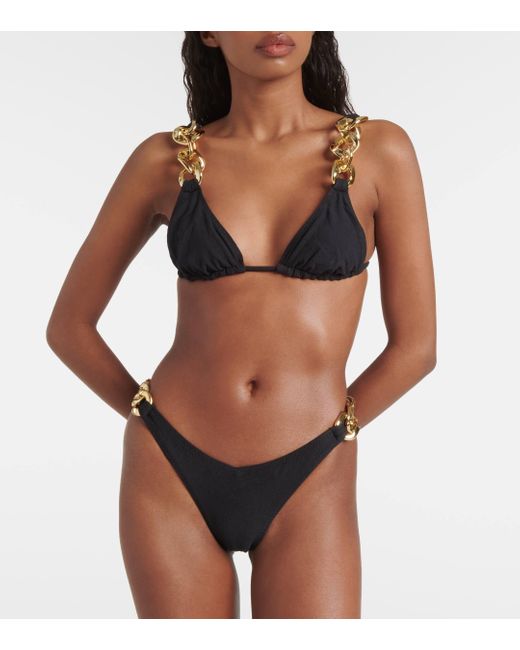 SAME Black Embellished Triangle Bikini Top