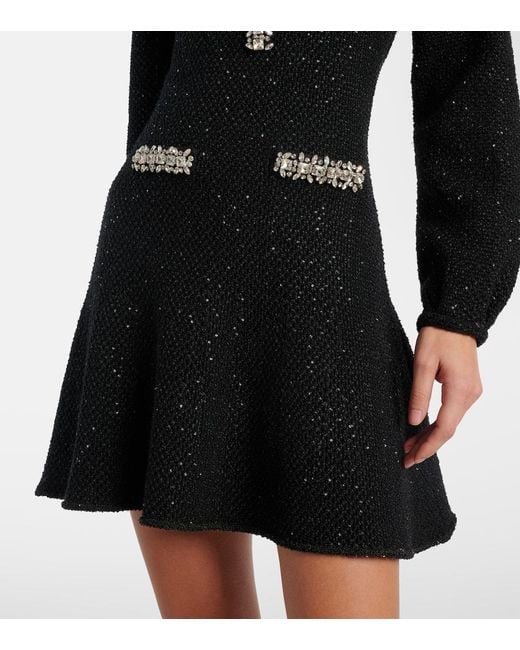 Self-Portrait Black Minikleid Mit Kristallen Und Pailletten