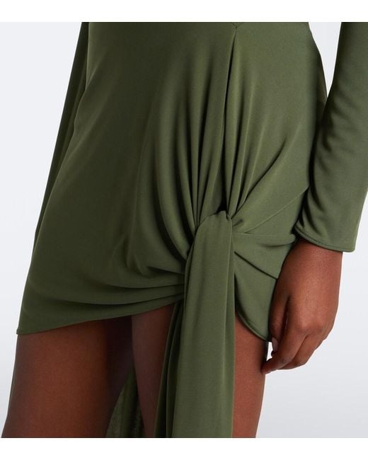 The New Arrivals Ilkyaz Ozel Green Draped Gathered Minidress