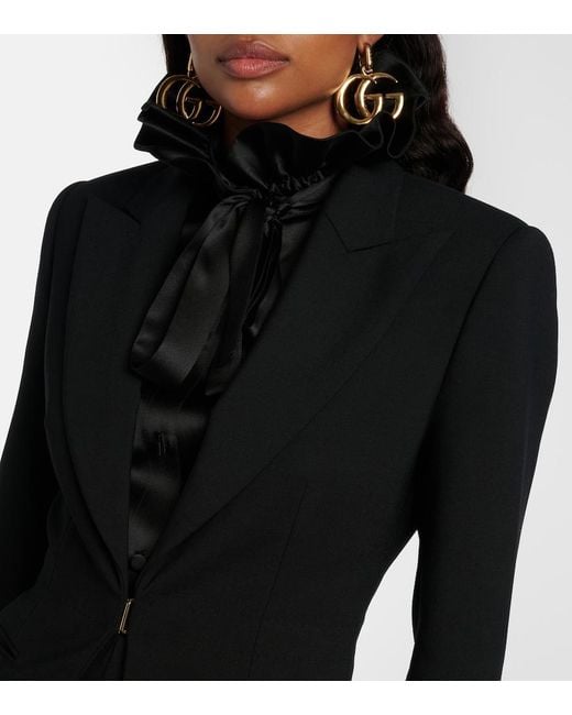 Gucci Black Wool-Blend Blazer