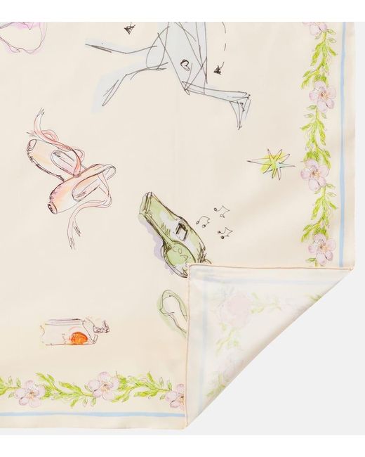 ALÉMAIS Metallic Court Printed Silk Scarf