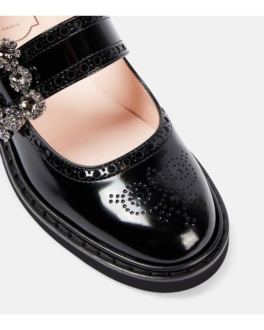 Roger Vivier Black Viv' Rangers Patent Leather Mary Jane Flats