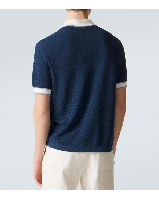 Brioni Blue Linen, Cotton, And Silk Shirt for men