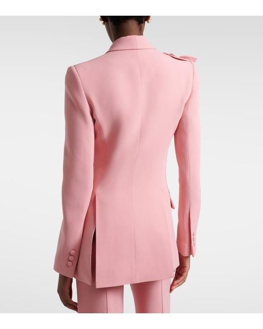 Elie Saab Pink Floral-Applique Cady Blazer